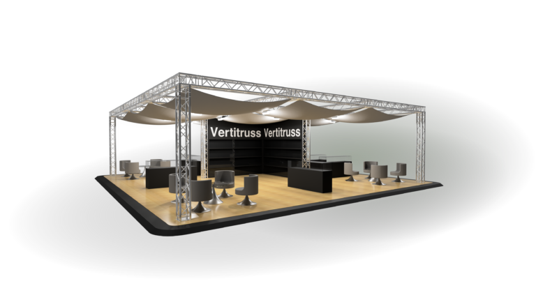 Professioneller Messestand aus Traversen von Vertitruss